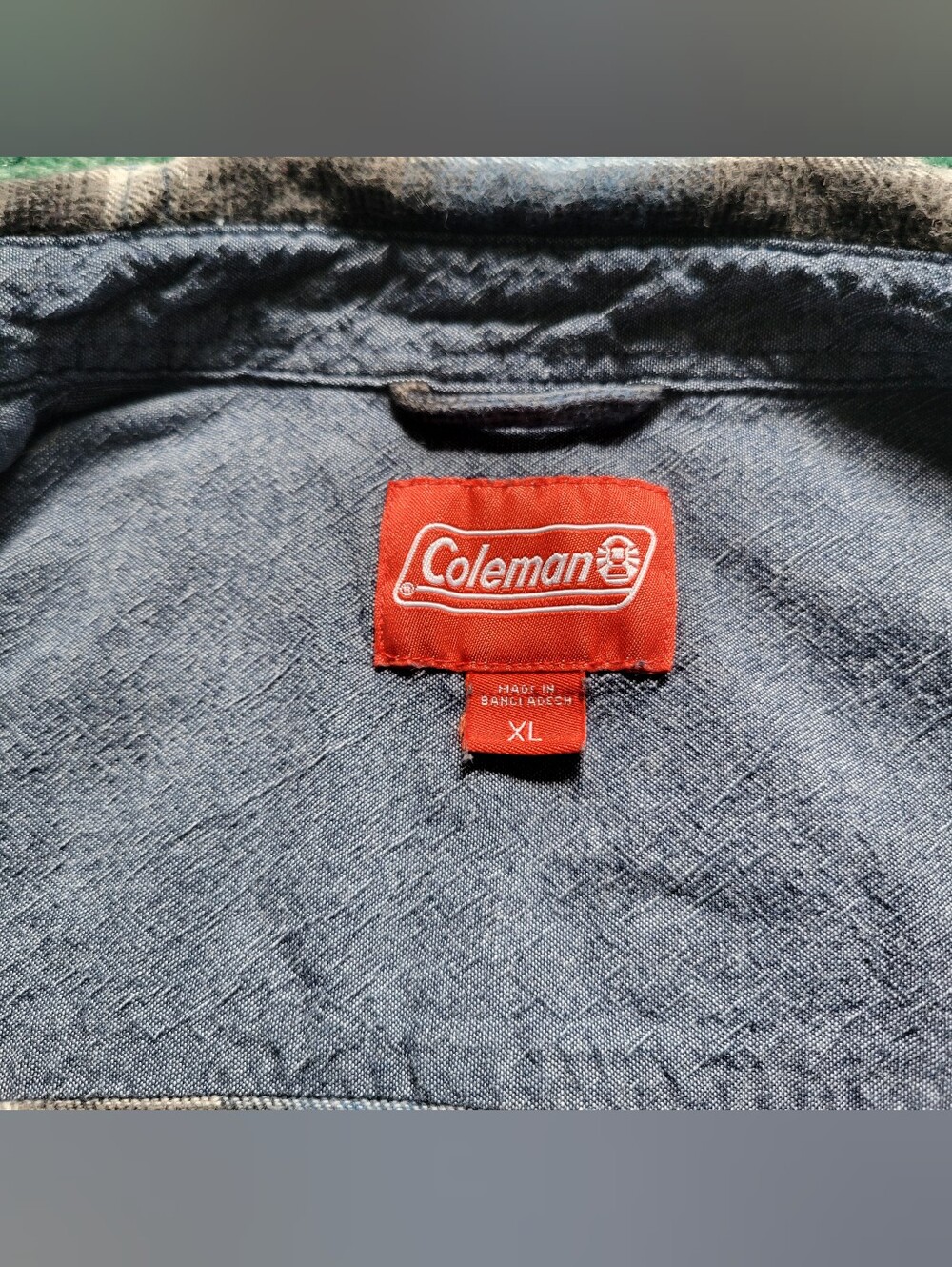 Coleman Mens XL Long Sleeve Button Down Blue Plaid Flannel Shirt - Picture 6 of 12
